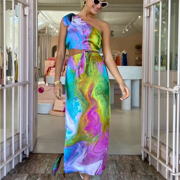 Alemais Irving Knot Midi Dress In Multi - Picture 4 of 9